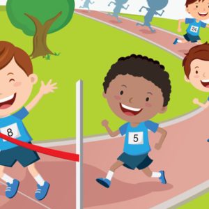Children running on a daily mile track