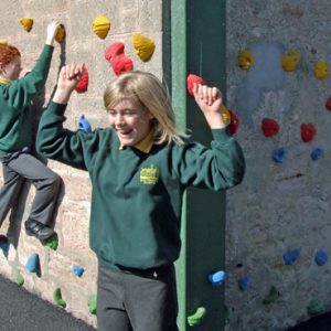 Children using a Traversing Wall