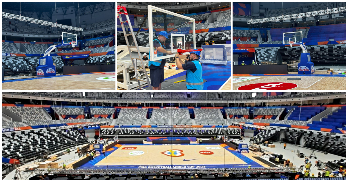 FIBA World Cup 2023 Basketball Goal Installation by Sportsafe Engineers
