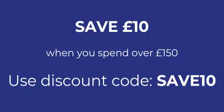 Save £10 when you spend over £150. Use discount code: SAVE10