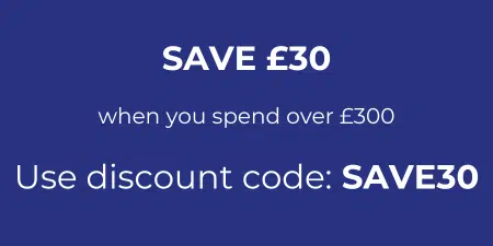 Save £30 when you spend over £300. Use discount code: SAVE30