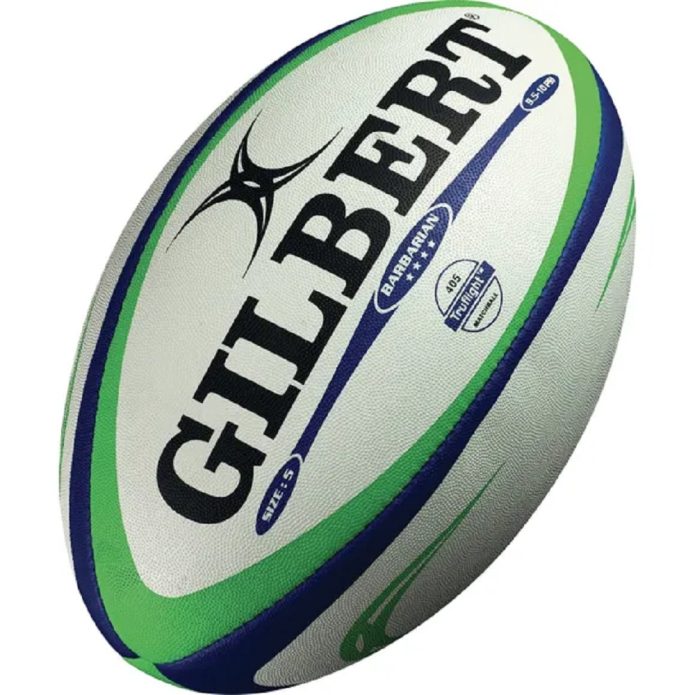 Gilbert Barbarian Rugby Ball - White - Size 5