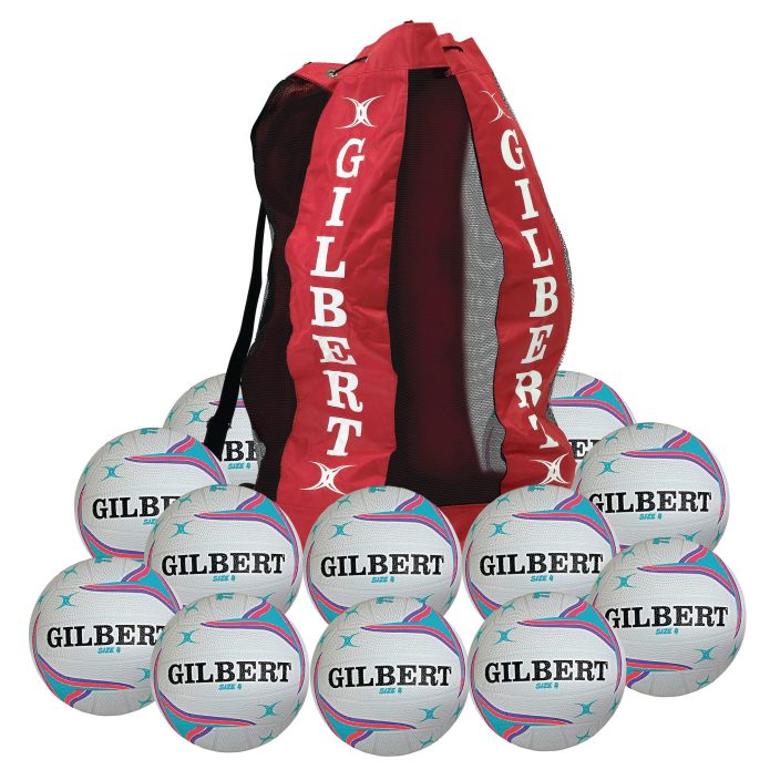 Gilbert Apt Netball - Purple - Size 4 - Pack of 12 + Bag