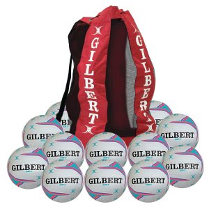 Gilbert Apt Netball - Purple - Size 5 - Pack of 12 + Bag