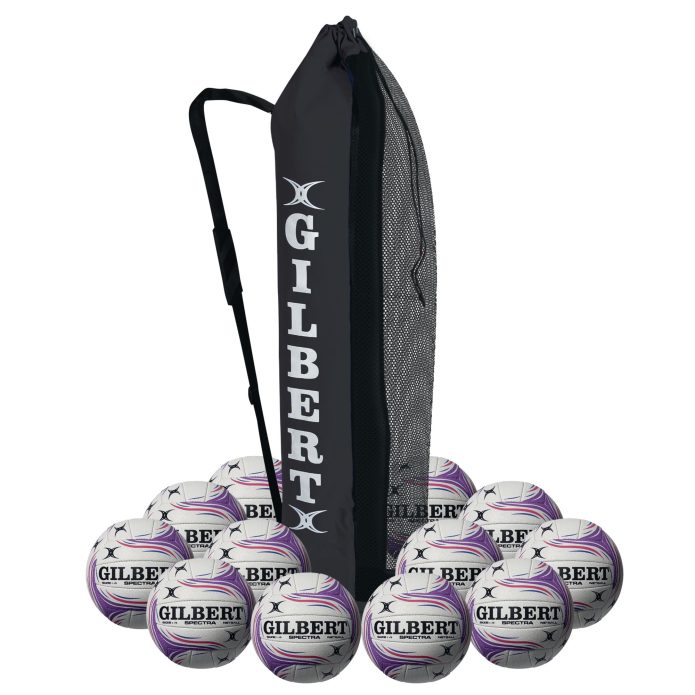 Gilbert Spectra Netball - Purple - Size 4 - Pack of 12 + Bag