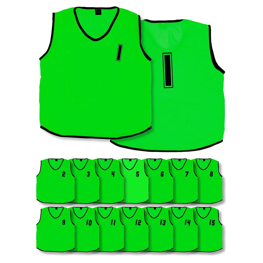 Numbered Training Bibs – Green – Adult – Pack of 15