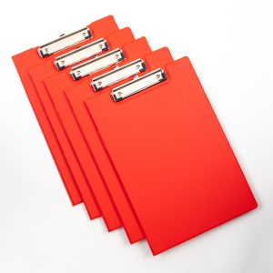 PVC Clipboard - Foldover - Red - Pack of 10