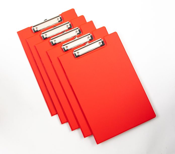 PVC Clipboard - Foldover - Red - Pack of 10