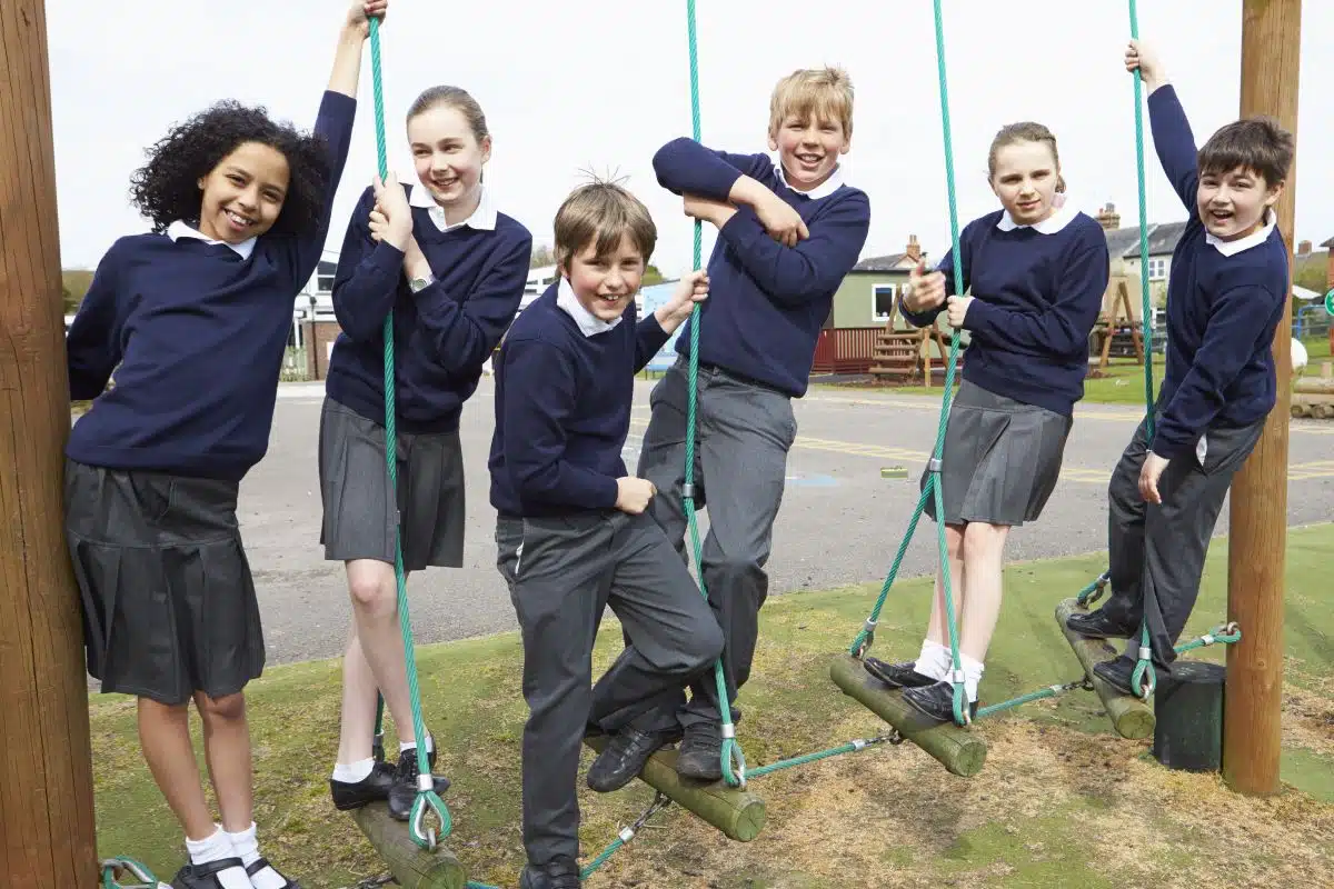 School children at break time