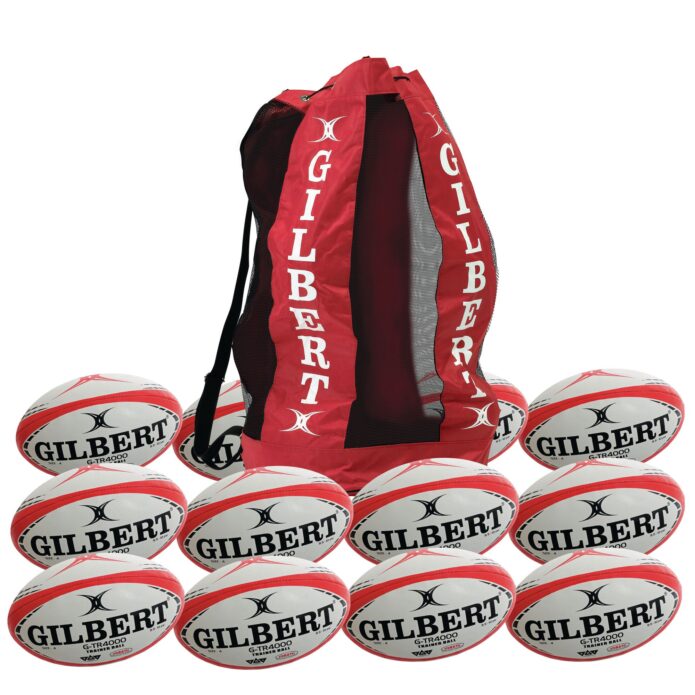 G-TR4000 Rugby Ball - Size 4 - White/Red - P12+Bag