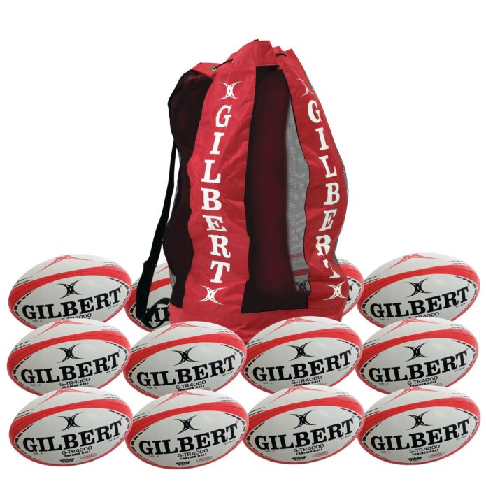 G-TR4000 Rugby Ball - Size 5 - White/Red - P12+Bag