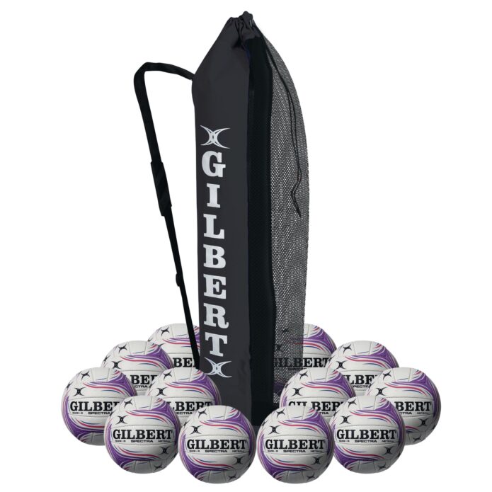 Gilbert Spectra Netball - Purple - Size 5 - Pack of 12 + Bag