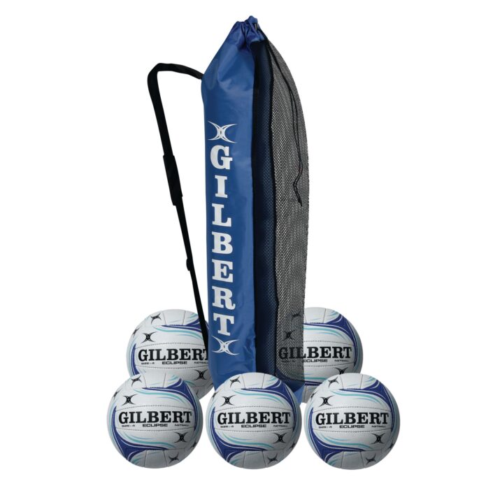 Gilbert Eclipse Netball - Size 4 - Pack of 5 + Bag