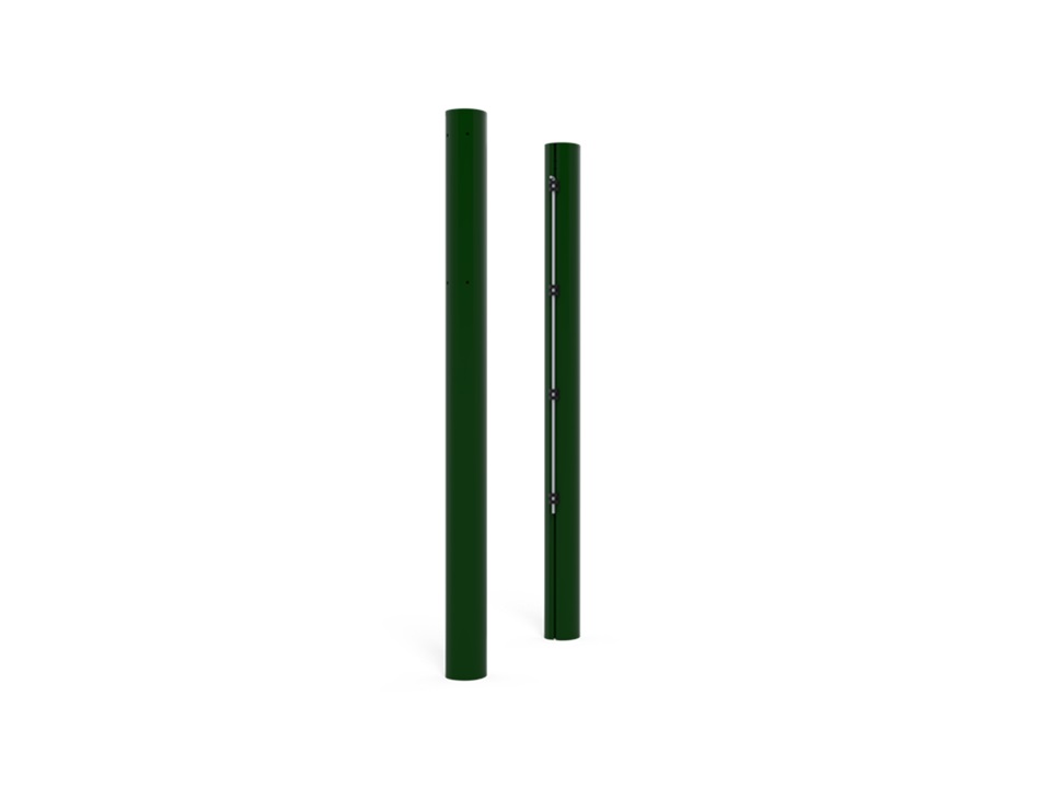 Aluminium tennis posts with internal winch, elliptical and socketed design