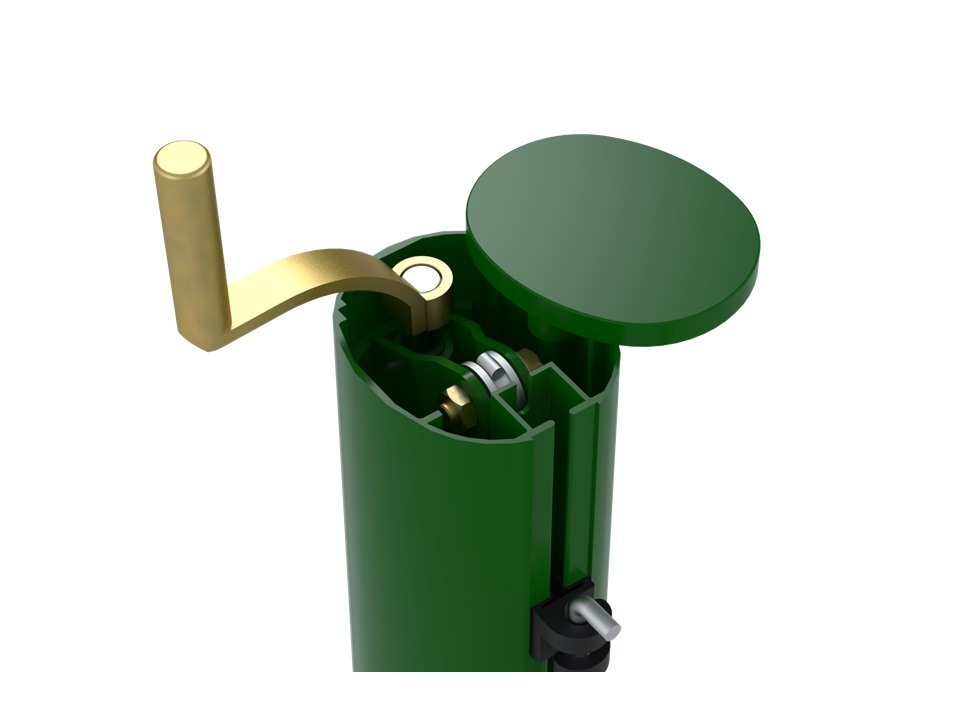 Aluminium tennis posts with internal winch, elliptical and socketed design - Image 3
