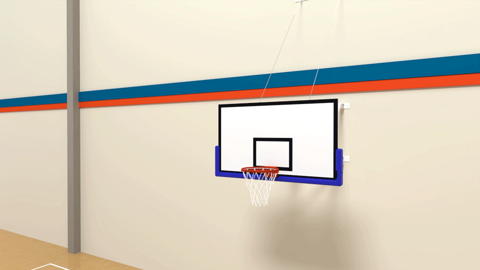 Folding wall-mounted basketball hoop, fixed height frame - Image 3