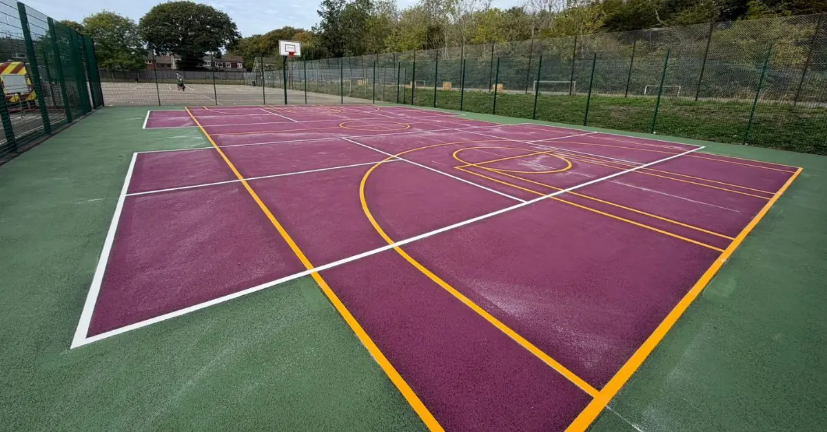 MUGA with pickleball and basketball lines